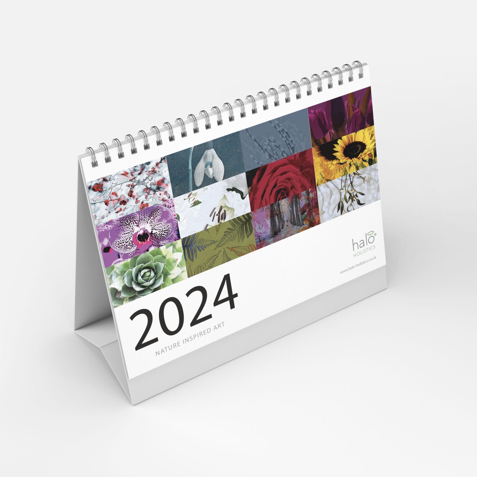 2024 DESK CALENDAR by Halo Holistics Nature Inspired Art Wellbeing Umbrella
